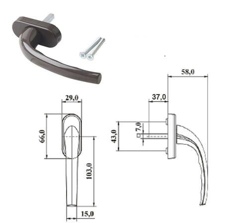 Ручка оконная металлическая Window Handle Коричневый - фото 3