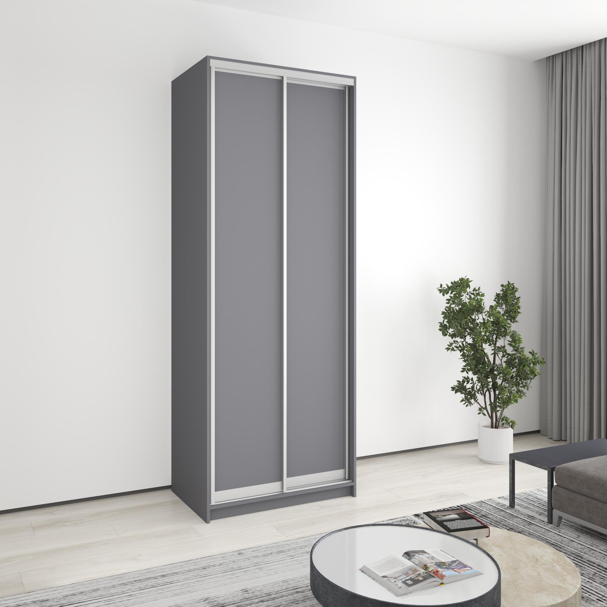 Шкаф-купе двухдверный MebelStar Стандарт AL 2 ДСП 90x45x240 см Антрацит (MBS-3545) Шкаф-купе двухдверный MebelStar Стандарт AL 2 ДСП 90x45x240 см Антрацит (MBS-3545)