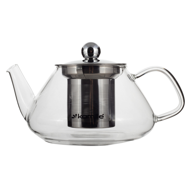 Заварочный чайник со стеклянной ручкой Kamille KM-0782S из нержавеющей стали и термостойкого стекла 450 мл Прозрачный (150-84-0782S)