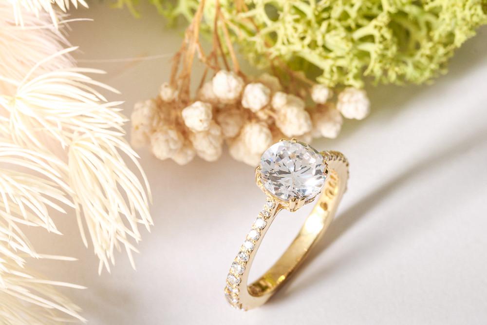 Каблучка жіноча золота з фіанітами р. 14 (2018847044) - фото 1