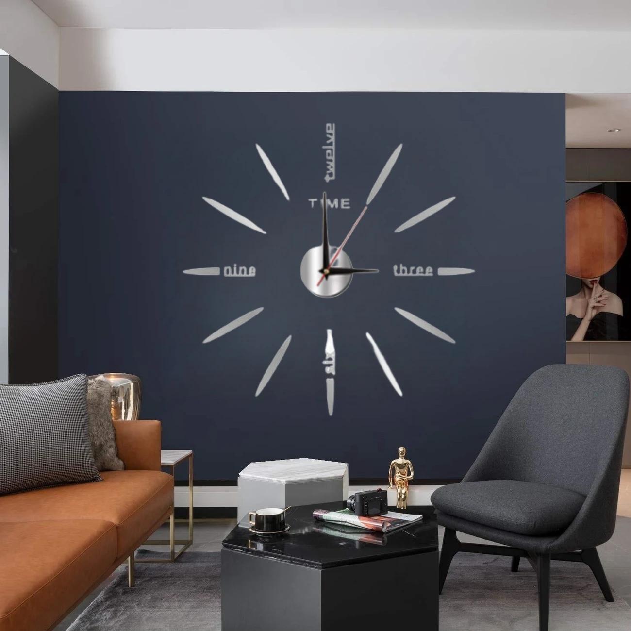 Часы настенные 3D Bullet бескаркасные с бесшумным механизмом самоклеящиеся 40 см Серебристый (D-0113) - фото 3 Часы настенные 3D Bullet бескаркасные с бесшумным механизмом самоклеящиеся 40 см Серебристый (D-0113) - фото 3