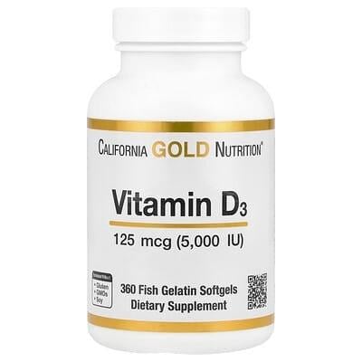 Витамин Д3 California Gold Nutrition Vitamin D3 5000 МЕ 360 капс. (1097621285)