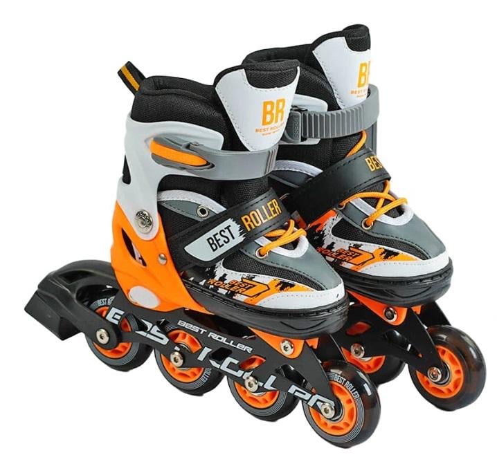 Коньки роликовые Best Roller PU колеса светящиеся 17-18,5 см р. 30-33 Orange (151222)