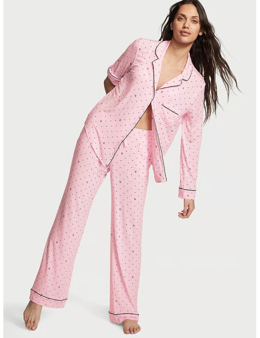 Піжама жіноча Victoria's Secret Modal Long Pajama Set М Ніжно-рожевий (15338793)