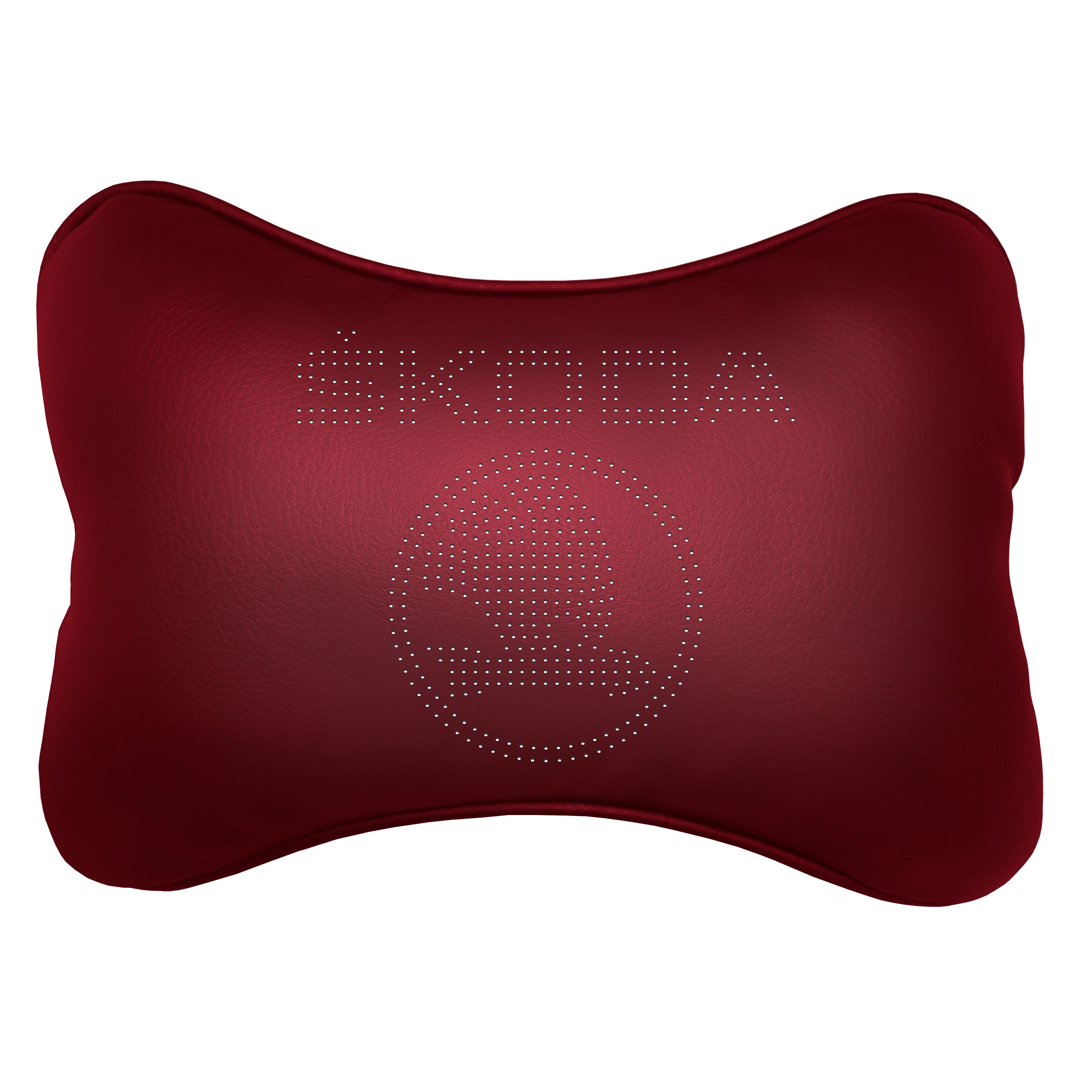 Подушка автомобильная Avtolife Skoda для шеи из экокожи Бордовый (AVT-LBU-07)