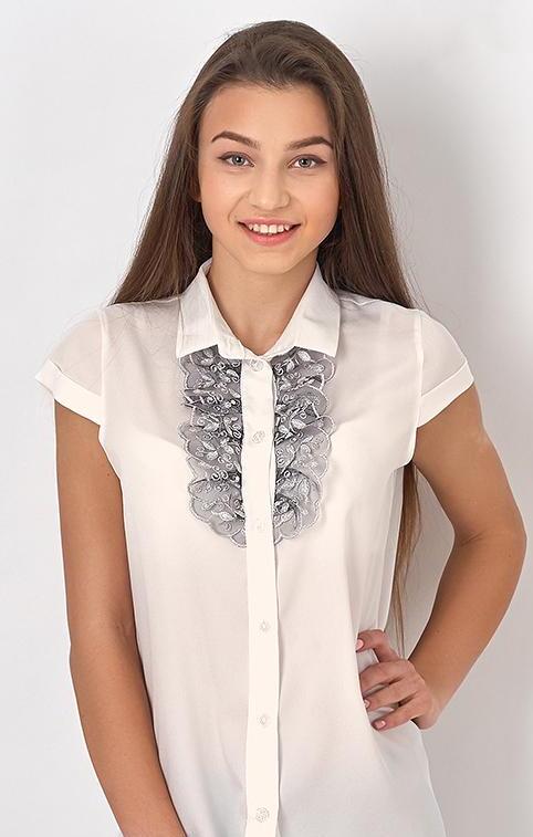 Блузка для дівчинки Mevis 2710-01 з коротким рукавом 146 см Молочний (47723)