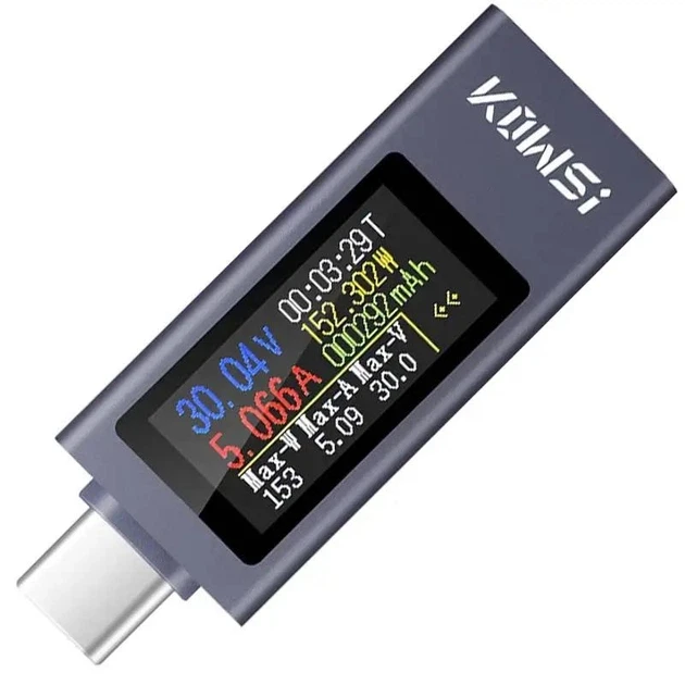Тестер KOWSI KWS-2302C USB Type-C QC3.0 4-30V 12A для вимірювання зарядки