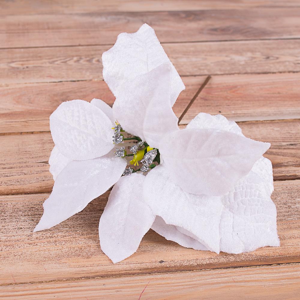 Искусственная головка пуансетии бархатной Белый (2353-1)