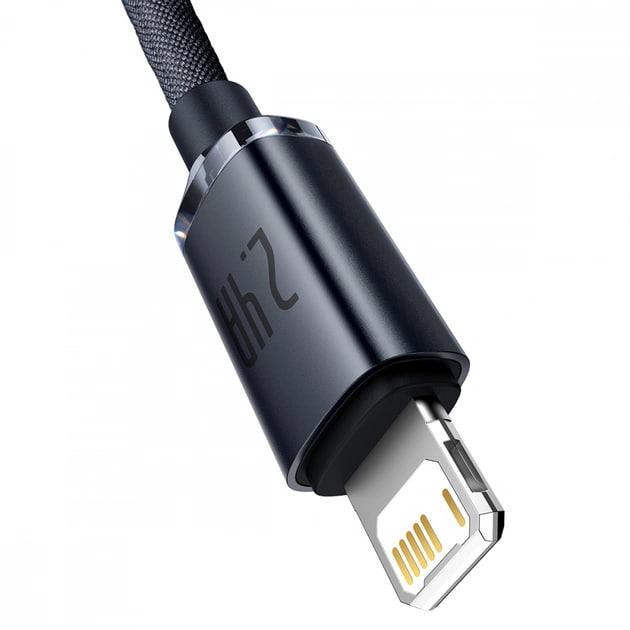 Кабель BASEUS Crystal Shine Series USB For Lightning швидка зарядка 2,4 A 2 м Black (CAJY000101) - фото 3