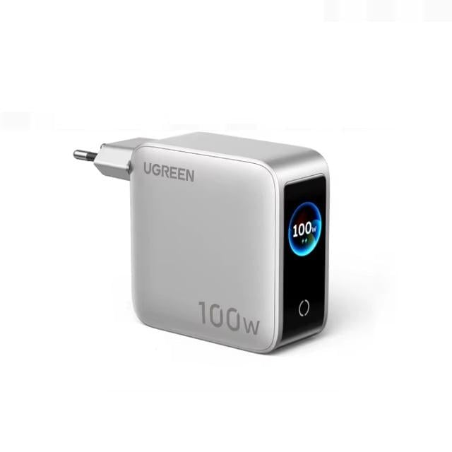 Зарядний пристрій UGREEN X772 Nexode Pro 100W 4-Port GaN Fast Charger з інтелектуальним дисплеєм/складною вилкою EU Grey (95942)