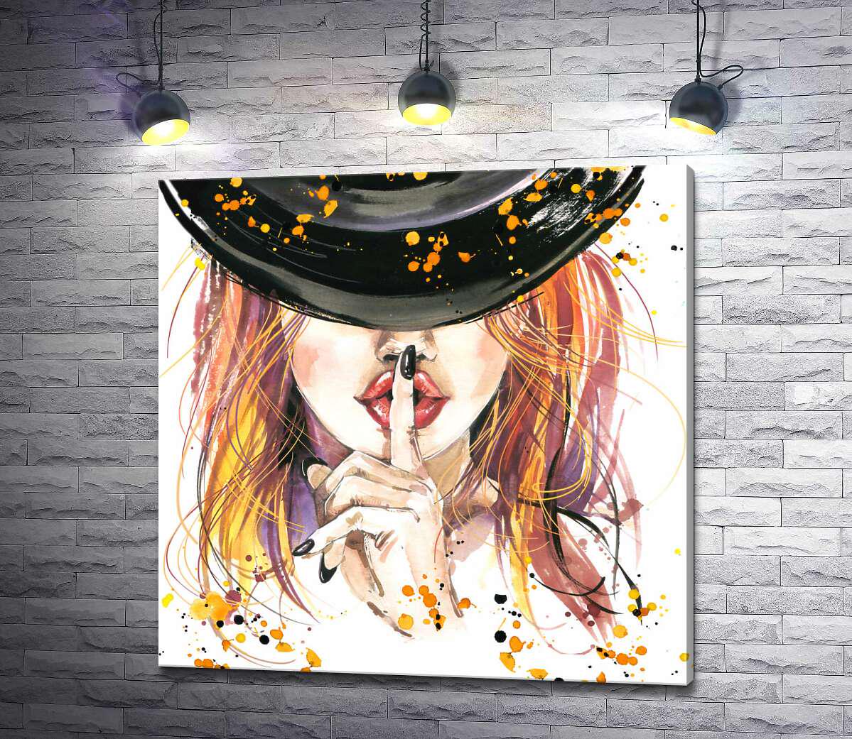 Картина ArtPoster Рыжая девушка в черной шляпе таит секрет 100x100 см Модуль №1 (001600) Картина ArtPoster Рыжая девушка в черной шляпе таит секрет 100x100 см Модуль №1 (001600)