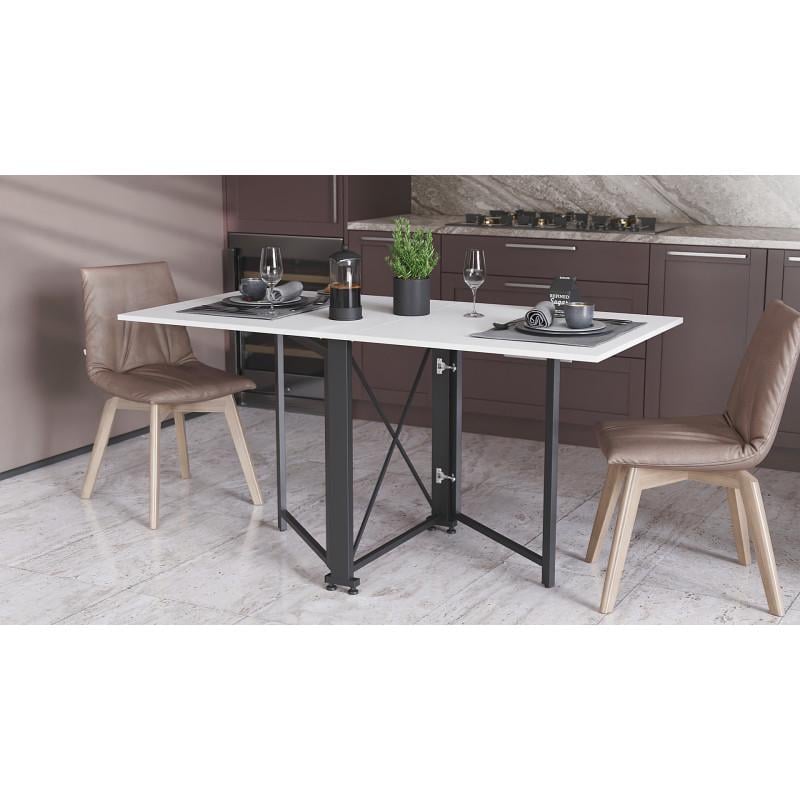 Обеденный стол книга Ferrum Decor 152х73х75 см Белый/Черный (28343733)