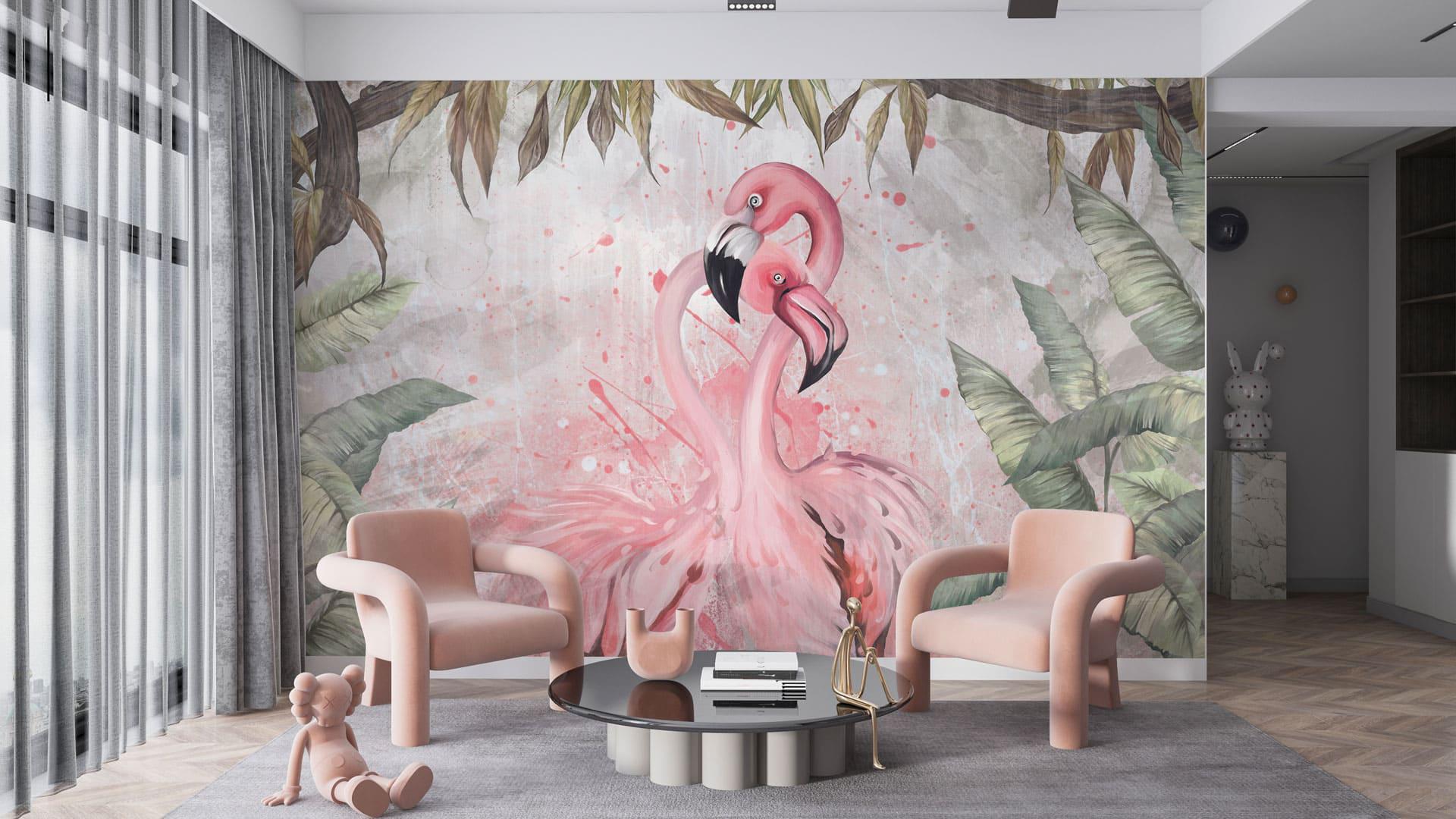 Фотошпалери флізелінові Styleo Print-walls Серце з фламінго 0862 400х250 см (Pw-0862/4)
