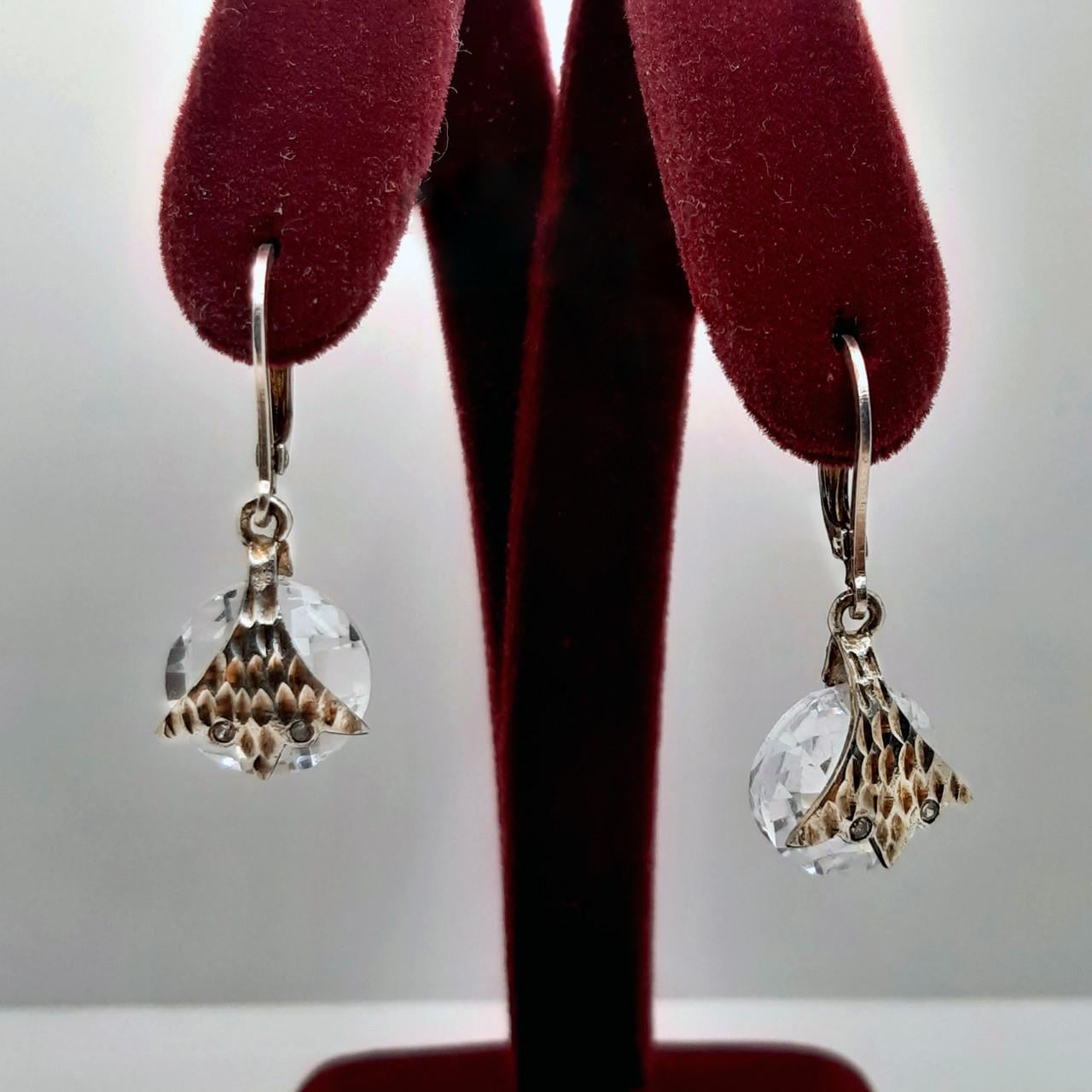 Серьги серебро висячие диски 925° 6,54 г (С-095)