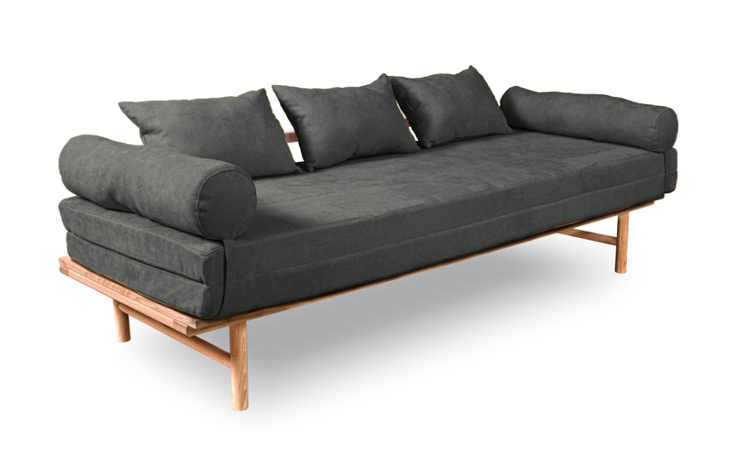 Диван-кушетка раскладной Woodman Le Mar из массива дерева Бук/Пепельный