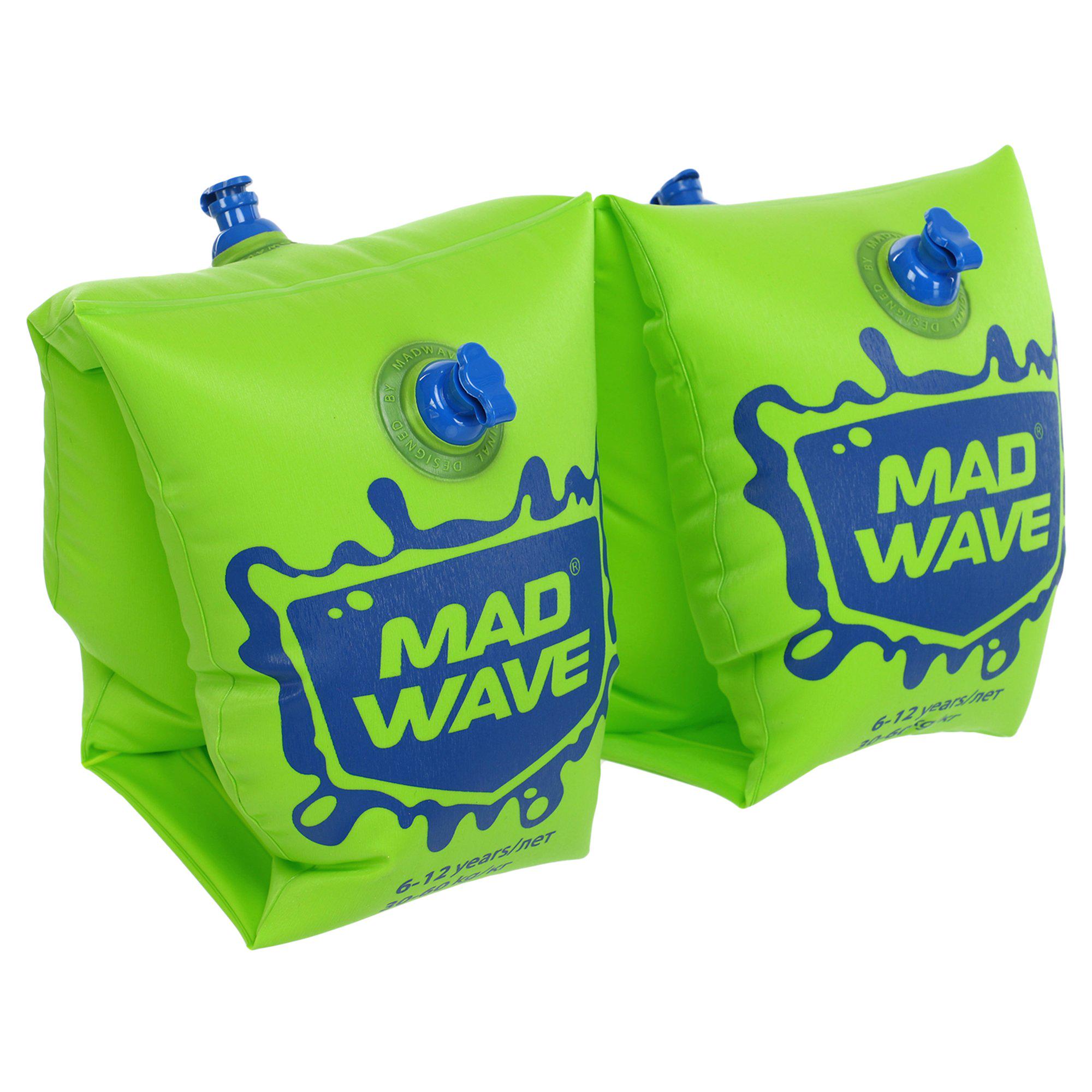 Нарукавники для плавання дитячі надувні MadWave M075603 PVC 18x10 см 12 років 2 шт. Зелений (M075603_Зеленый_12_лет_и_стар)