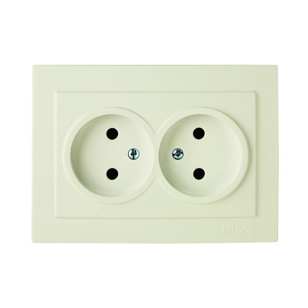 Розетка двухместная без заземления Nilson Touran Кремовый (00000023815)