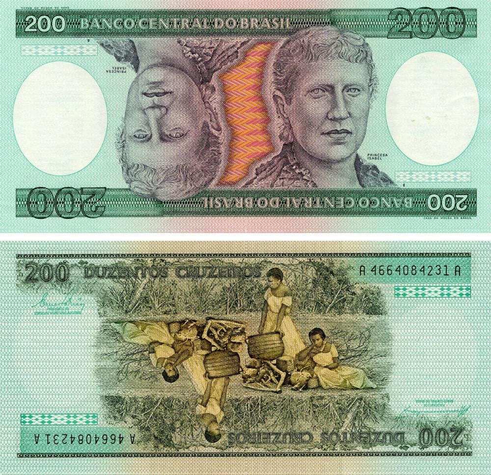 Коллекционная банкнота Бразилия 200 крузейро 1981-1984 UNC P199 (Б03435)