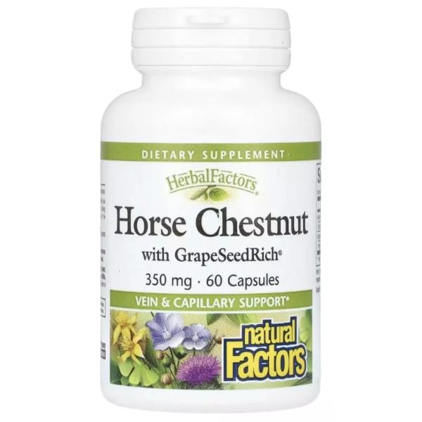 Натуральная добавка Natural Factors Herbal Factors Horse Chestnut with GrapeSeedRich 350 мг 60 сaps. (000022085) Натуральная добавка Natural Factors Herbal Factors Horse Chestnut with GrapeSeedRich 350 мг 60 сaps. (000022085)