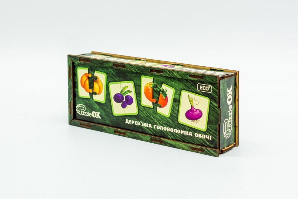 Сортер-пазл дерев'яний дитячий розвиваючий PuzzleOK Овочі 40 деталей - фото 4 Сортер-пазл дерев'яний дитячий розвиваючий PuzzleOK Овочі 40 деталей - фото 4