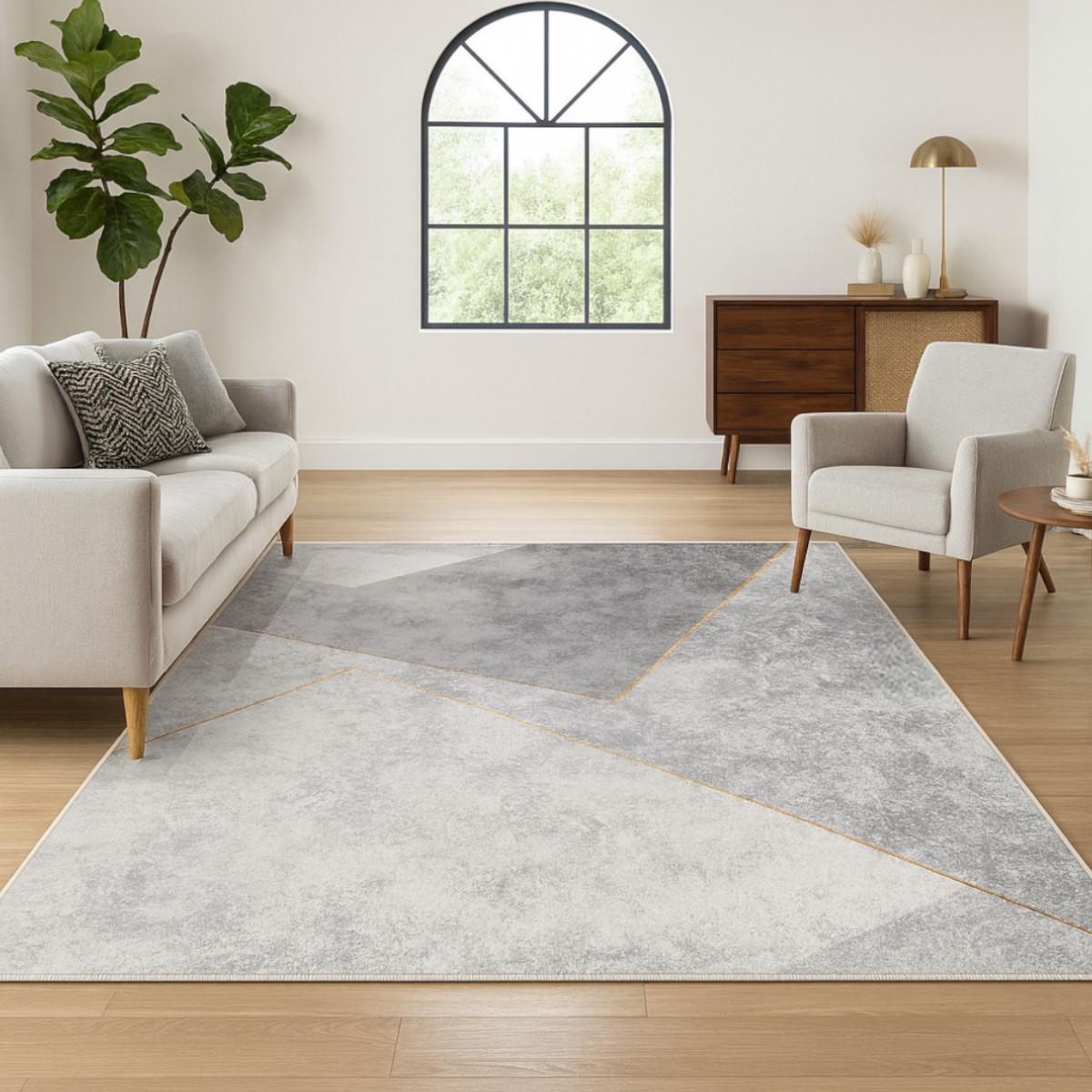 Килим на підлогу Colorful Home 140х200 см Сірий із золотим (42681)