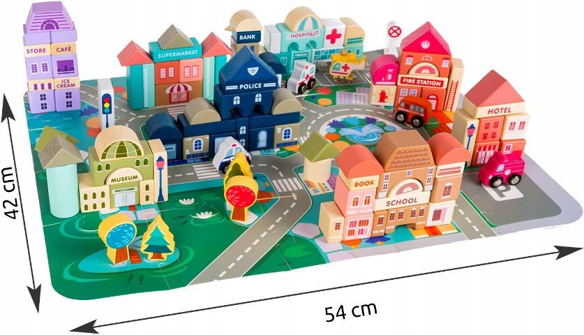 Конструктор деревянный Iso Trade City 115 деталей с ковриком-пазлом и транспортом (11228) - фото 7