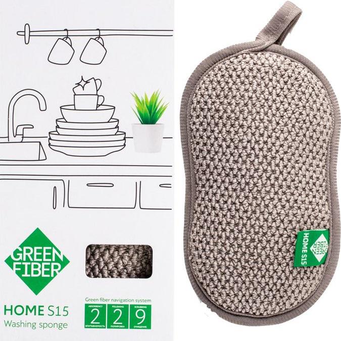 Губка для мытья посуды GreenWay Green Fiber Home S15 Gray (08103) - фото 3