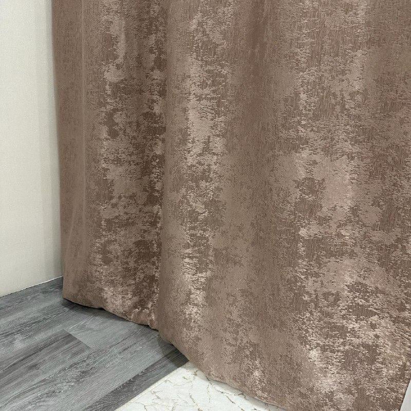 Шторы жаккардовые с мраморным узором среднее затемнение 1,5x2,7 м 2 шт. Кофейный (К1039-25) - фото 4