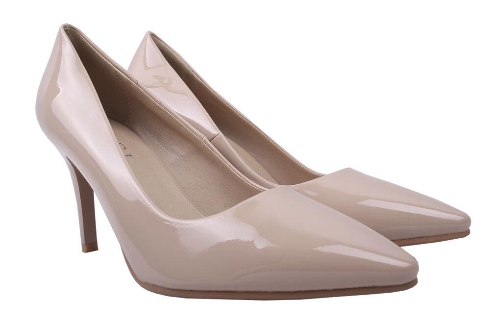 Туфли Liici на шпильке женские из эко лака р. 39 Бежевый (38-9DT)