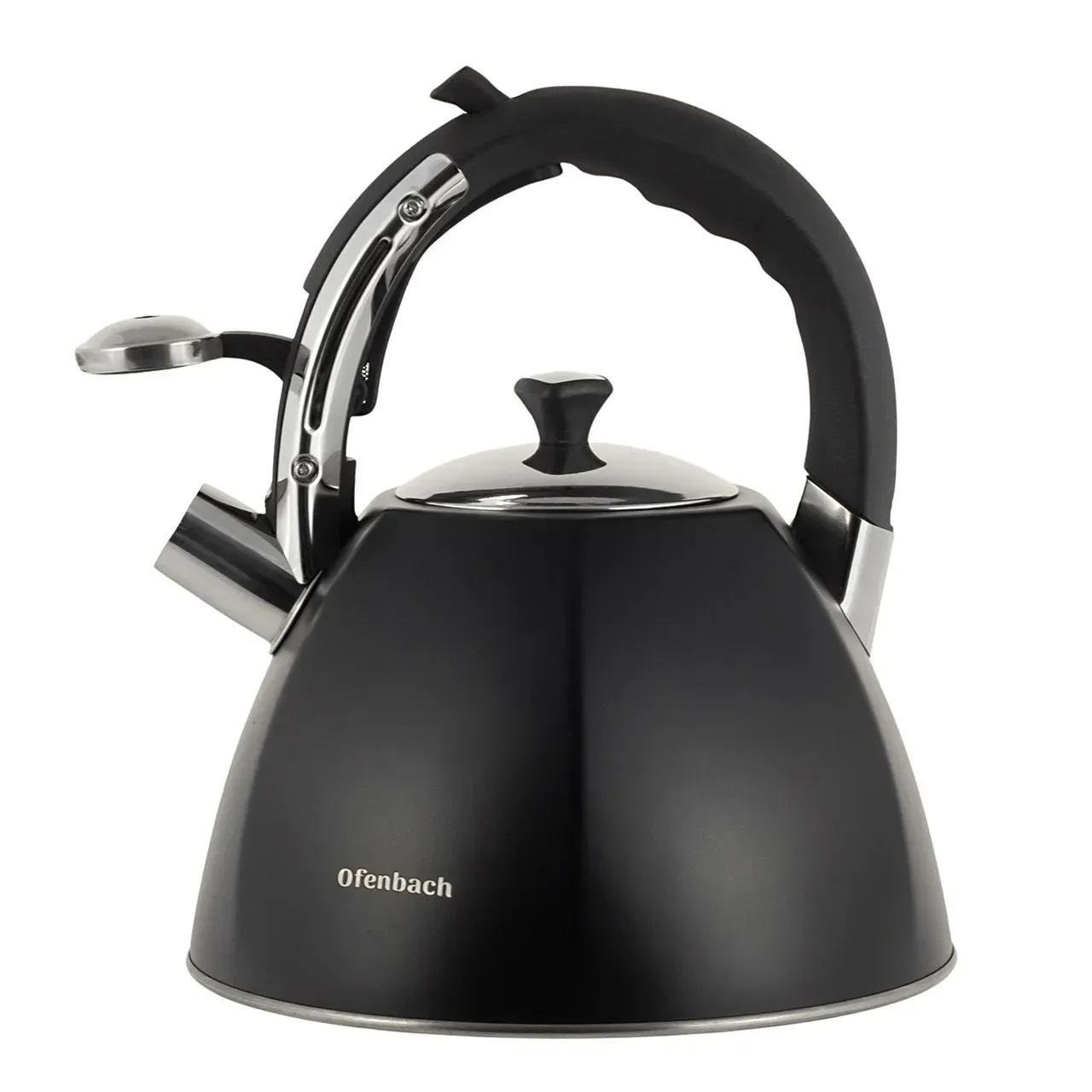 Чайник із свистком та ручкою з покриттям soft touch Ofenbach KM-100308 із нержавіючої сталі 3,2 л Чорний (150-84-100308) - фото 7 Чайник із свистком та ручкою з покриттям soft touch Ofenbach KM-100308 із нержавіючої сталі 3,2 л Чорний (150-84-100308) - фото 7