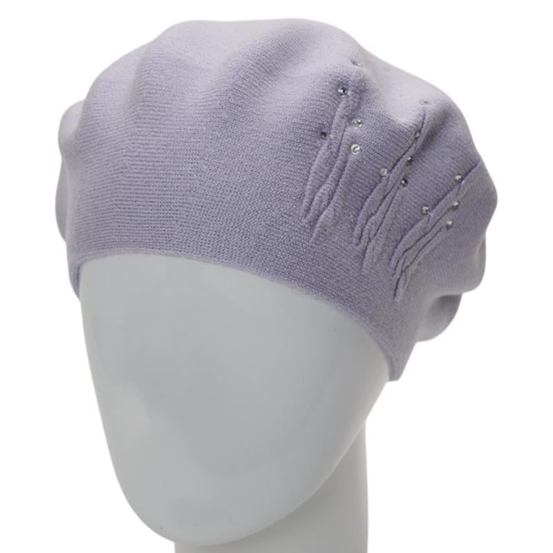 Берет жіночий подвійний Novita Перо віскозний L/57-58 Лаванда (276180)