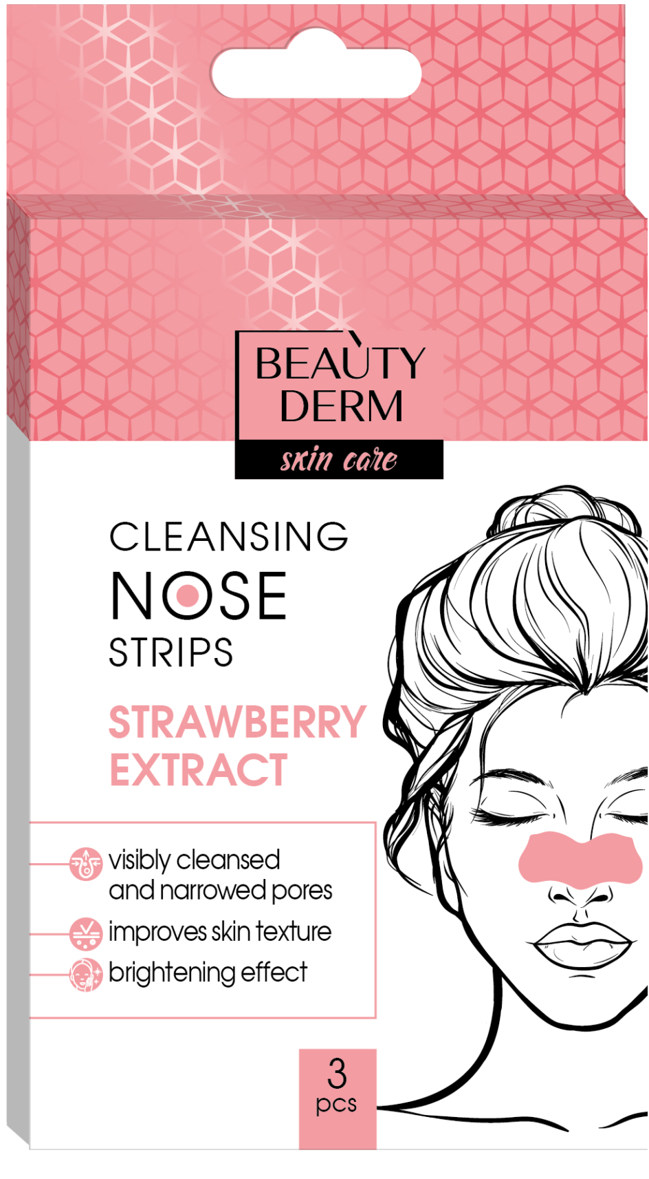 Полоски для носа очищающие Beautyderm с экстрактом клубники 3 шт. (15359)