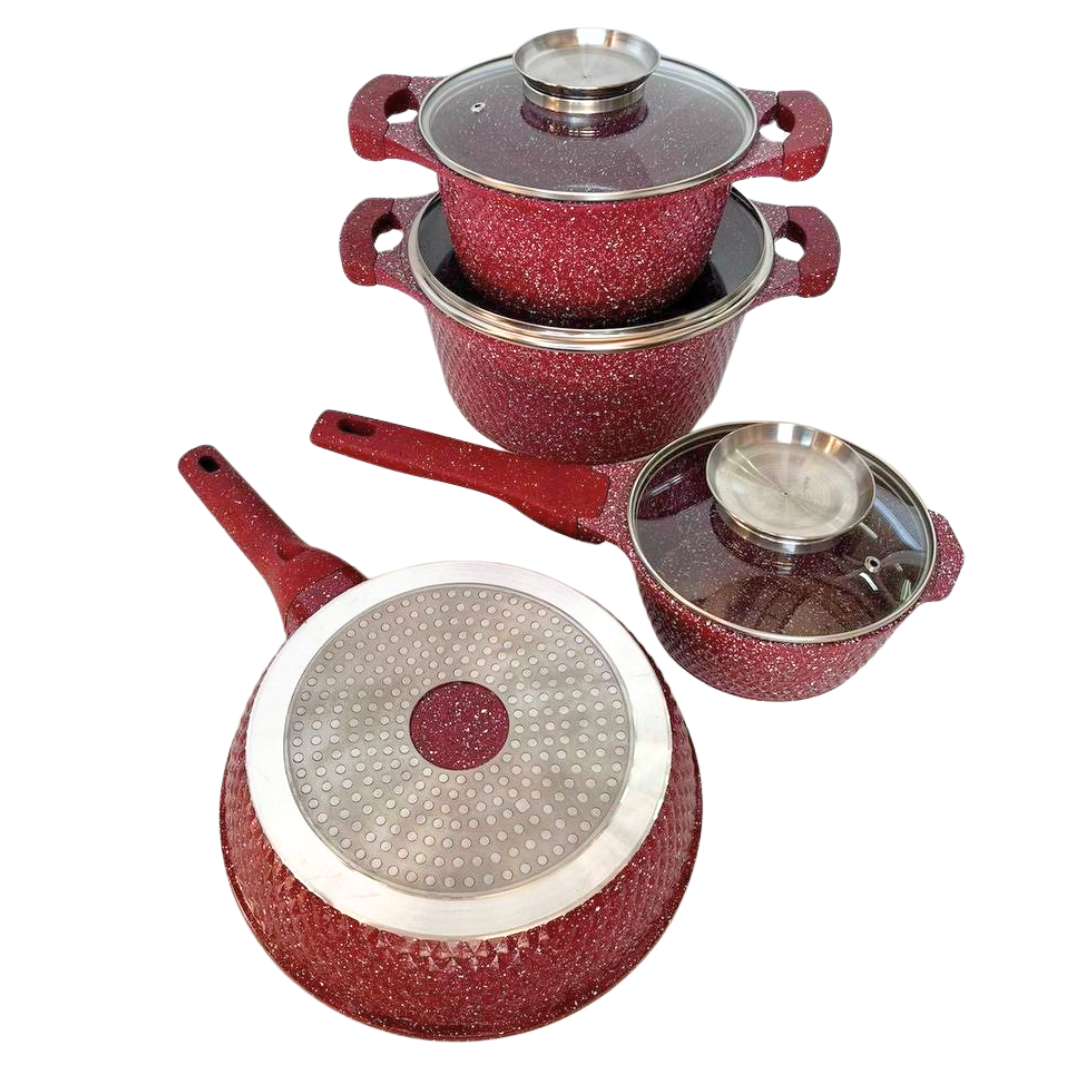 Набір посуду Higher Kitchen HK-315 з гранітним антипригарним покриттям 7 предметів Червоний (2484642767) - фото 4
