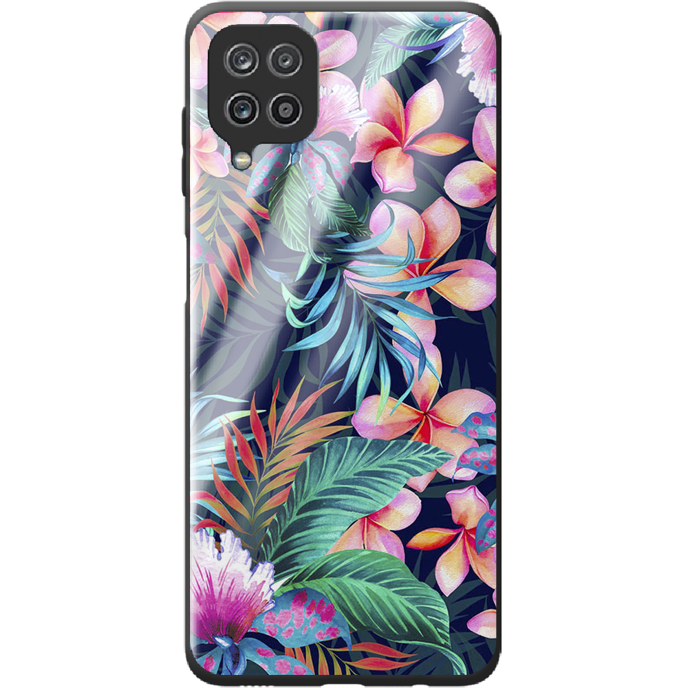 Чохол Boxface Samsung M225 Galaxy M22 flowers in the tropics Чорний силікон зі склом (43528-up1971-44204)