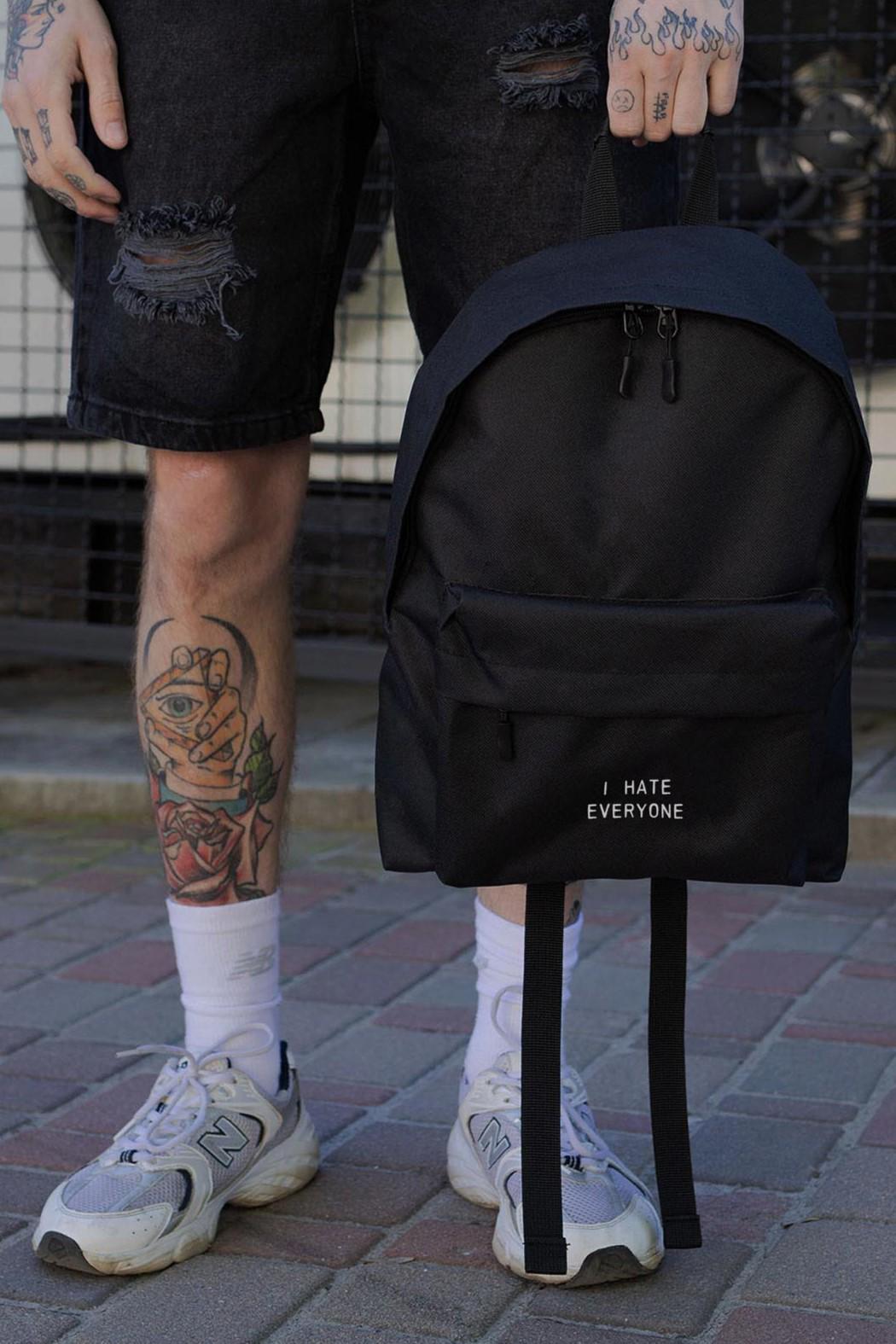 Рюкзак повседневный Without Compact унисекс с принтом Hate Black (8049964)