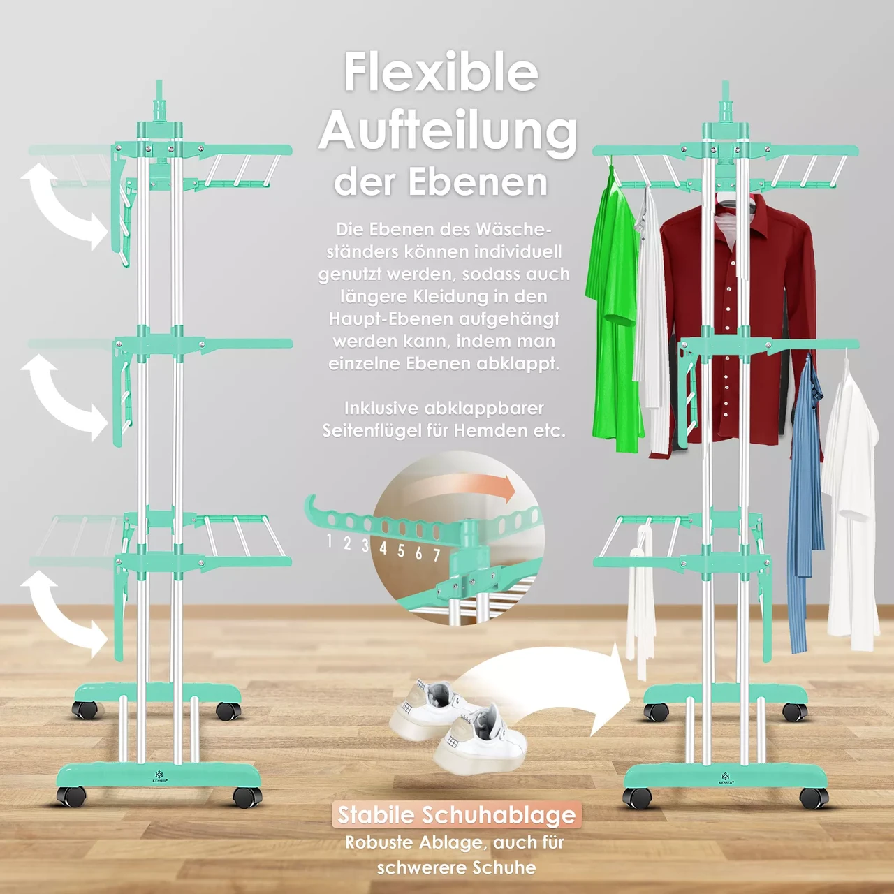 Сушилка для белья KESSER 126 см 50 кг (4255598324557) - фото 3