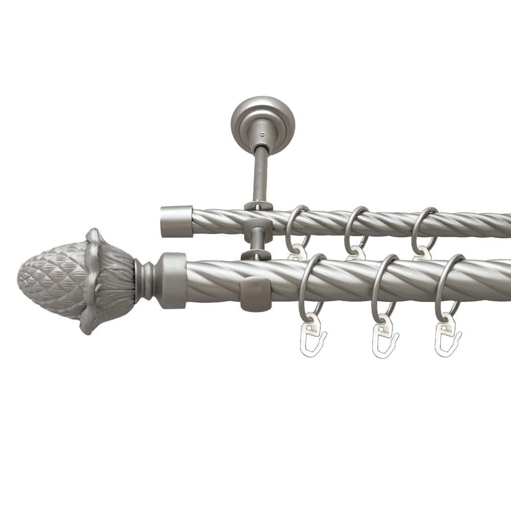 Карниз металлический Orvit Цинара двухрядная открытый/скрученная труба/кольцо металлическое Сатин 25/16 мм 300 см (00-00023611)