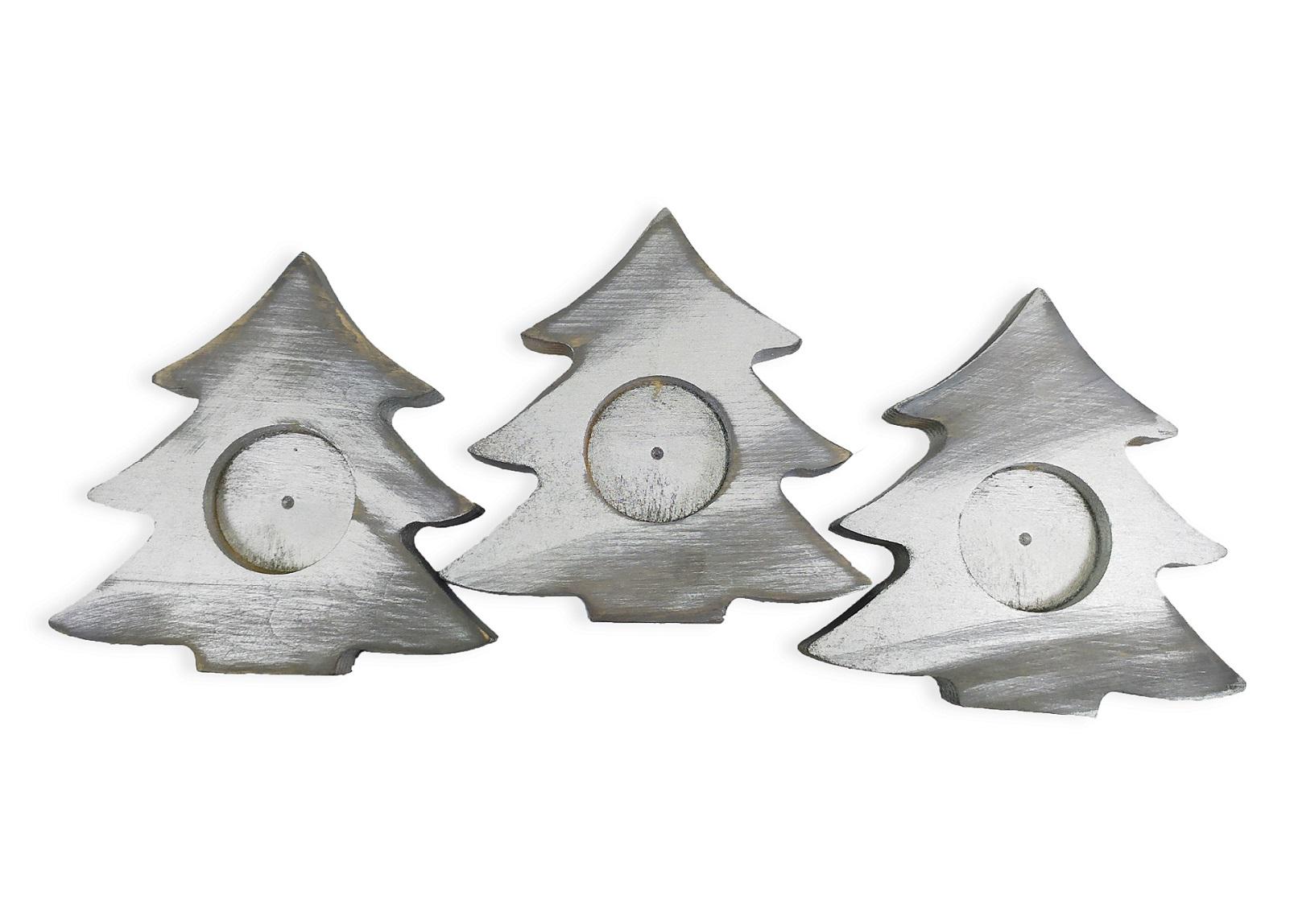 Свічник дерев'яний ялинка Срібний - фото 2 Свічник дерев'яний ялинка Срібний - фото 2