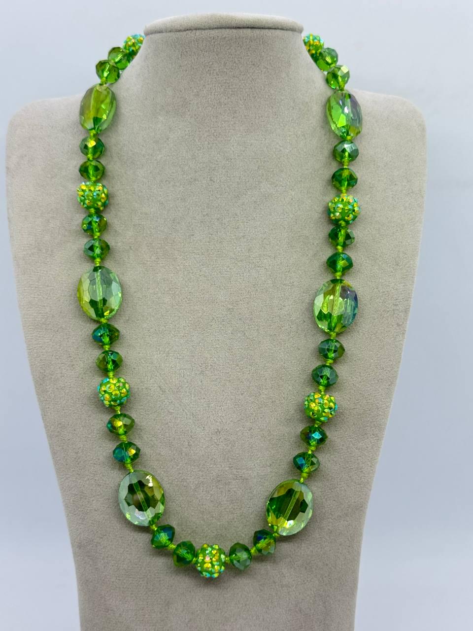 Бусы из стекла 16x20 мм 64 см Зеленый (12724)