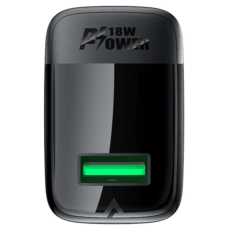 Зарядний пристрій для телефонів з кабелем Acefast A90 QC18W GaN single USB-A charger set P3 EU Black (24690) - фото 4 Зарядний пристрій для телефонів з кабелем Acefast A90 QC18W GaN single USB-A charger set P3 EU Black (24690) - фото 4