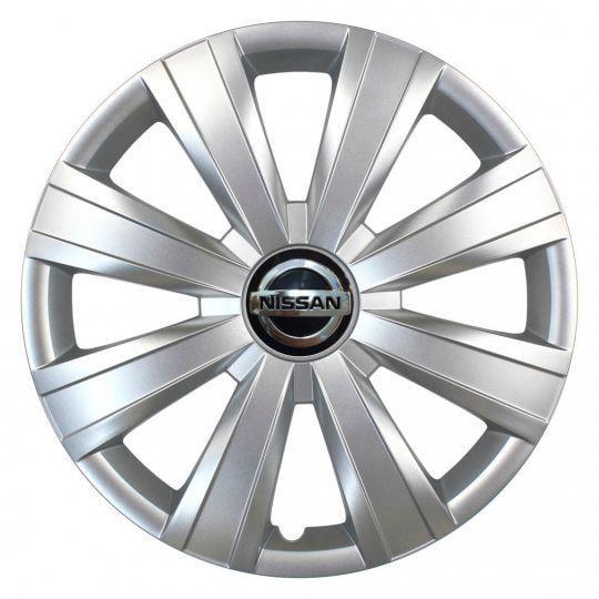 Ковпаки автомобільні SKS 328 R15 з логотипом Nissan 4 шт. Сріблястий