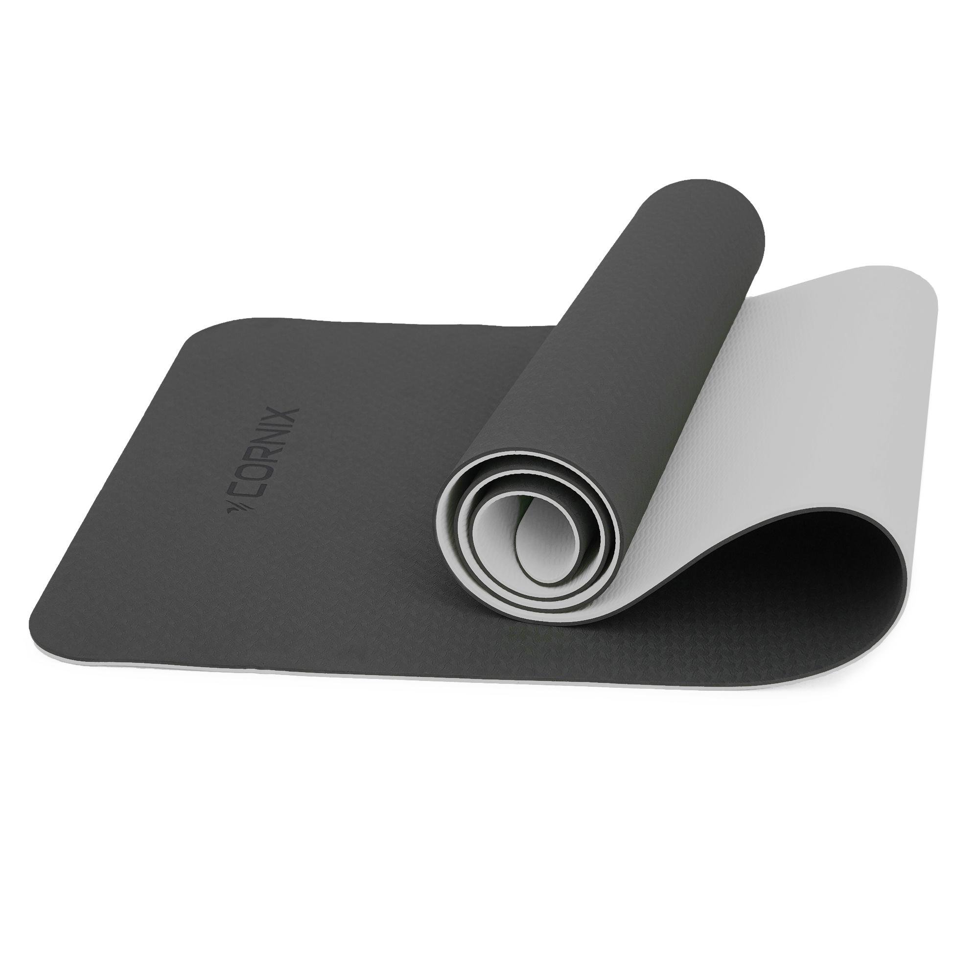 Коврик спортивный Cornix XR-0349 TPE для йоги и фитнеса 183x61x0,6 см Black/Grey