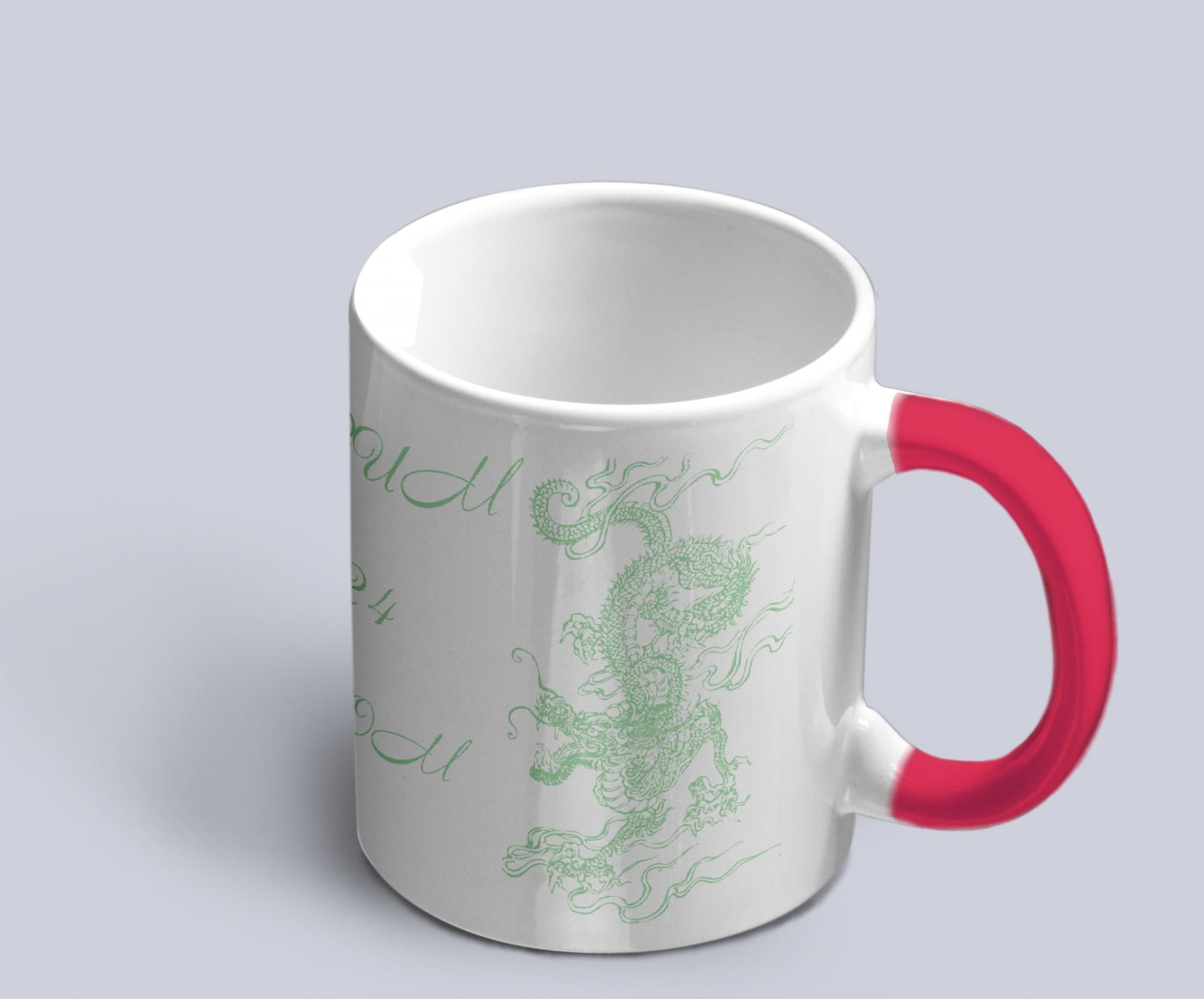 Чашка хамелеон с тонким принтом зеленого китайского дракона символа года Красный (02020315060)