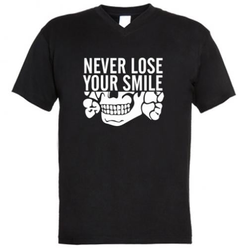 Футболка мужская с V-образным вырезом Never Lose Your Smile XL Черный (17413052-2-200485-XL)