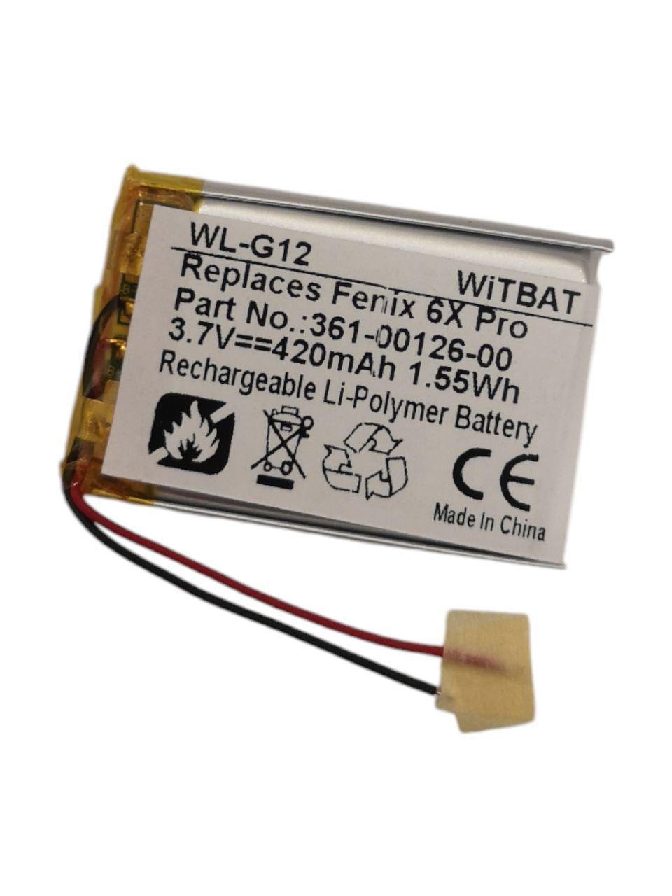 Аккумулятор для Garmin Fenix 6X/6X Pro/361-00126-00 420 mAh 1,55Wh (000011410)