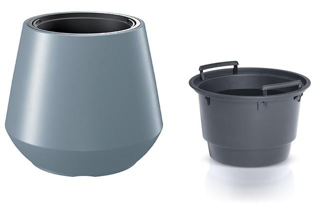 Горщик для квітів Prosperplast HEOS 39,5х35 см круглий з вкладником Світло-сірий