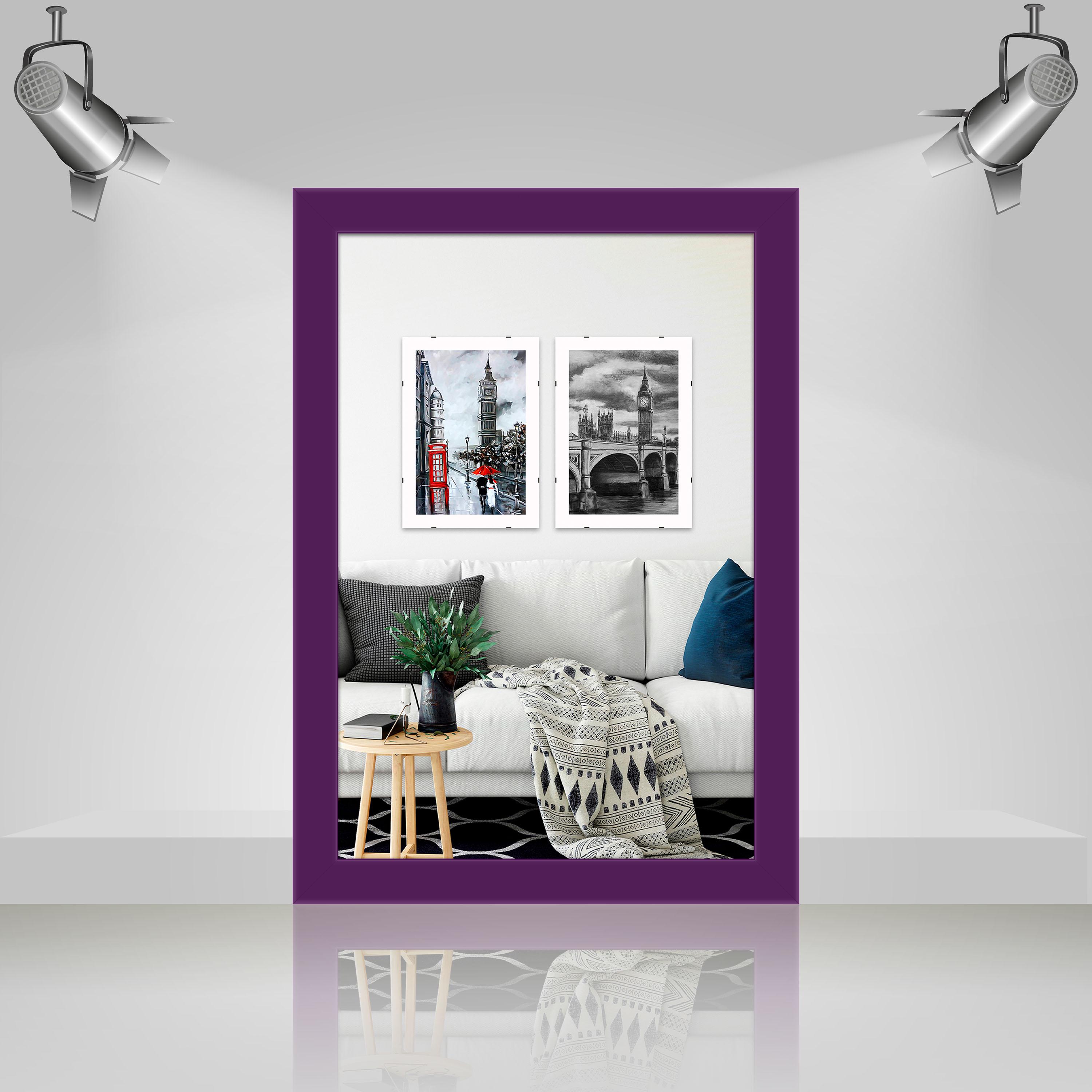 Фоторамка деревянная EmojiFrame 20х30 см AH2220-14 антибликовое стекло 2 мм с ножкой Фиолетовый - фото 3