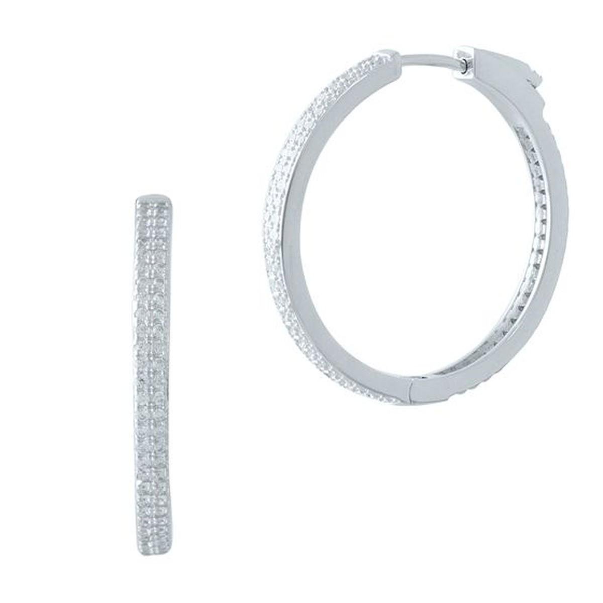 Серебряные серьги-кольца LoveR с инкрустацией фианитом Серебряные серьги-кольца LoveR с инкрустацией фианитом