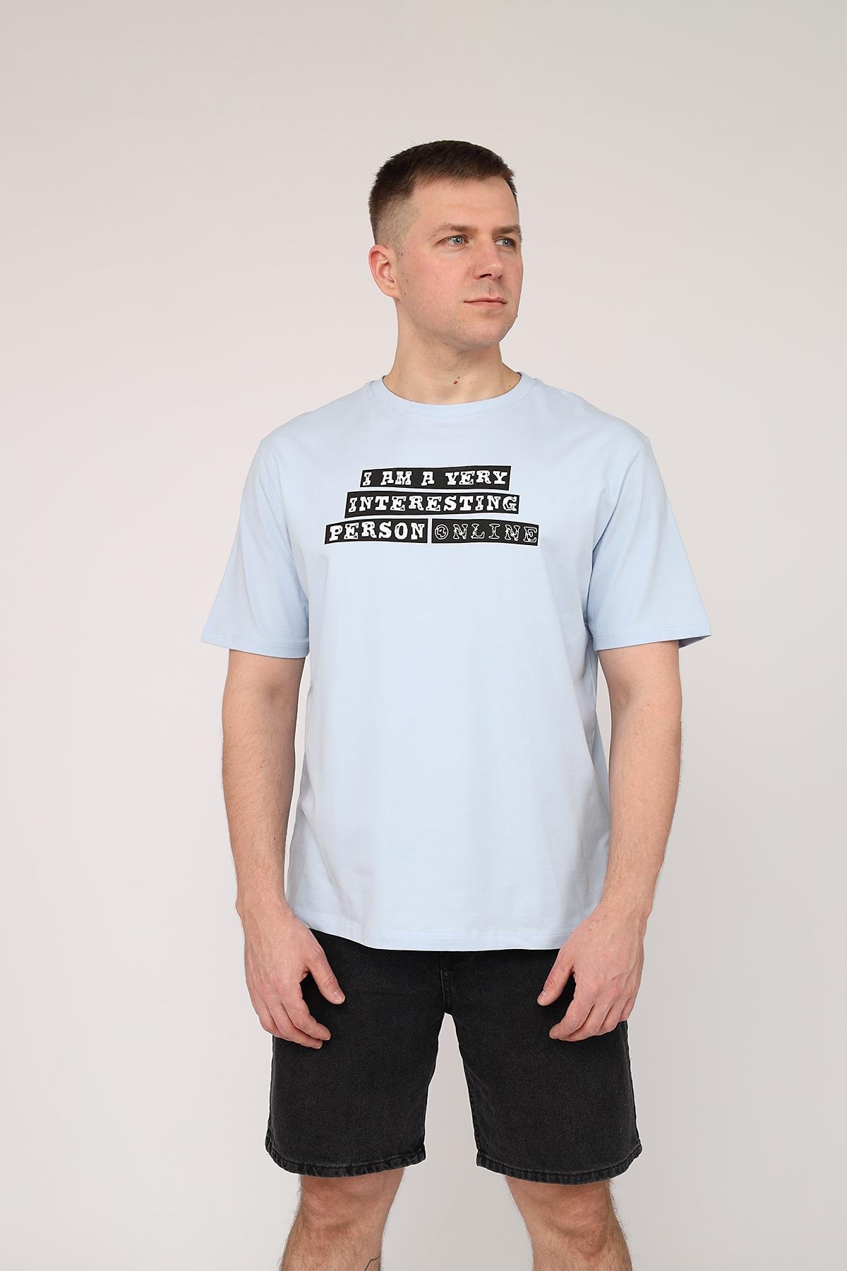 Футболка мужская ЦБ-00270056 с коротким рукавом р. 50 Голубой (SKT001045264)