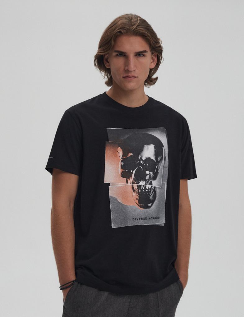 Футболка чоловіча Diverse PRM SKULL 02 XL Чорний (5902598935335)